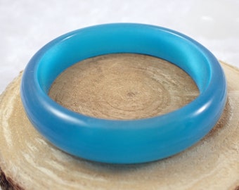 57.8mm Shiny Aqua Blue Cats Eye Crystal Bangle Bracelet - Smooth Finish Flat Inside Bangle Bracelet - Turquoise Cat Eye Crystal #JEWEL#1269