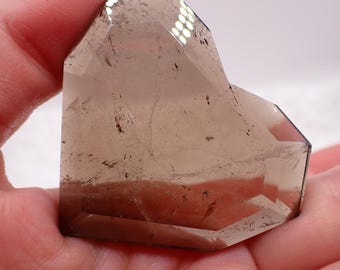 Beautiful Natural Smoky Quartz Crystal Heart - Smooth Faceted Beveled Edge Heart - 2 Inch Crystal Heart Smoky Quartz Crystal #HEART#1137