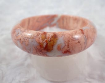 58.2mm Pink Agate Crystal Bangle Bracelet - Smooth Round Flat Bangle - Pink White Druzy Crystal Bracelet - Pink Agate Bangle #JEWEL#1353