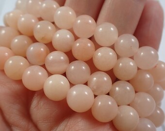 One Natural Pink Aventurine Crystal Bracelet - 8mm Smooth Round Beads - Peach Pink Crystal Beads - Natural Aventurine Bracelet - #BRCLT#1068