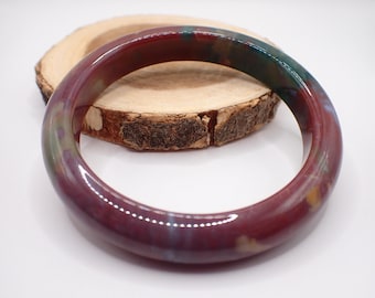 63.3mm Natural Ocean Jasper Crystal Bangle Bracelet - Red Green Crystal Bangle - Smooth Polished Ocean Jasper Bangle Bracelet #JEWEL#1654