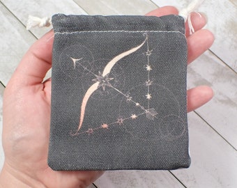 1 Piece Sagittarius Arrow Linen Fabric Crystal Pouch - Black Yellow Sagittarius Zodiac Crystal Bag - 4.25x3.5 Inch Arrow yBag #POUCH#1039
