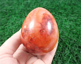 Large Natural Carnelian Crystal Egg - Orange White Heavy Egg - Smooth Polished Carnelian Agate Egg - Natural Carnelian Crystal #EGGS#1029