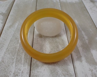 57.5mm Shiny Goldenrod Cats Eye Crystal Bangle Bracelet - Smooth Finish Flat Inside - Bangle Bracelet Yellow Gold Cats Eye #JEWEL#1190