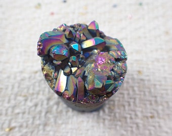1 Piece Titanium Aura Quartz Crystal Cylinder - Round Textured Cluster Top - 2.25 Inch Cylinder Crystal Cluster - Titanium Aura #CYLDR#1013