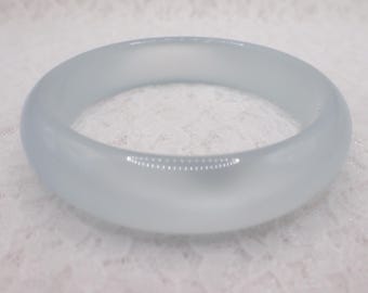 61.0mm Selenite Crystal Cuff Bangle Bracelet - Smooth Thick Crystal Bracelet - Flat Inside Smooth Selenite Bangle #JEWEL#1873