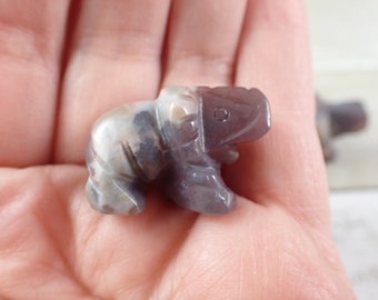 Mini Ocean Jasper Crystal Elephant Carving - Purple Green Red - Small Standing Elephant - 1 Inch Ocean Jasper Animal Carving #MINIS#1013