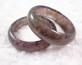 62.1mm Natural Auralite 23 Crystal Bangle Bracelet - Purple Gold Gray Part Translucent - Auralite 23 Purple Gold Crystal Bangle #JEWEL#1475