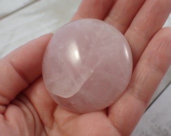 Natural Rose Quartz Flashy Crystal Palm Stone - Smooth Small Palmstone 1.75 Inch - Pink Flashy Rose Quartz - Oval Palm Crystal #PALMS#1157
