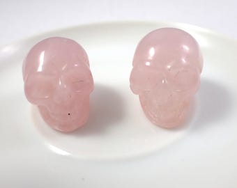1 Piece Rose Quartz Mini Crystal Skull Carving - Pink Small Human Skull - Natural Pink Rose Quartz - Mini Crystal Carving Skull #SKULL#1031