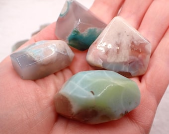 One Piece Natural Flower Agate Crystal Freeform - Small Faceted Smooth Polished - Flower Agate Crystal - .75-1.75 Inches Freeform FRFRM#1076