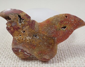1 Piece Natural Red Agate Butterfly Carving - Textured Flat Double Sided Crystal - Red Orange Gold - Red Agate Butterfly Crystal #ANMLS#1032
