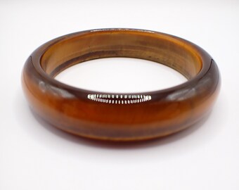 58.7mm Golden Tiger Eye Jasper Crystal Bangle Bracelet - Thick Natural Crystal - Gold Brown Smooth Polished Bangle Bracelet #JEWEL#1784