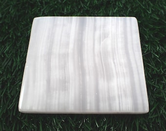 1 Piece Natural Pink Mangano Crystal Slab - Smooth Polished Thick Rectangle - Light Pink Banded Crystal Slab - Mangano Calcite #SLABS#1009