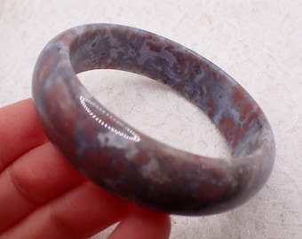 61.1mm Natural Ocean Jasper Crystal Bangle Bracelet - Purple Pink Crystal Bangle - Smooth Polish Ocean Jasper Bangle Bracelet #JEWEL#1902