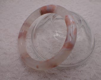 60.0mm Pink Flower Agate Bangle Bracelet - Smooth Polished Round Bangle - Flower Agate Crystal Bracelet - Pink Agate No Chips #JEWEL#1970