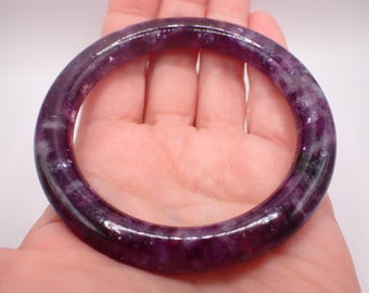 59.4mm Sparkly Natural Purple Emerald Crystal Bangle Bracelet - Smooth Finish Round Inside - Purple Emerald Crystal Bangle #JEWEL#1692
