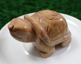 Adorable Agate Crystal Turtle Carving - Brown Carved Agate Crystal Tortoise - 2 Inch Turtle Crystal Figurine - Brown Agate Turtle ANMLS#1106