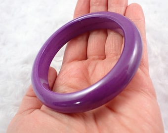 58.4mm Beautiful Natural Purple Lepidolite Crystal Bangle Bracelet - Smooth Finish Flat Inside - Purple Lepidolite Crystal Bangle JEWEL#1564