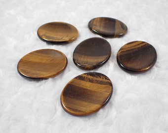 Tiger Eye Jasper Natural Crystal Worry Stone - Small Smooth Polished Oval - 1.75 Inch Brown Gold - Tiger Eye Jasper Worry Stone #WORRY#1013