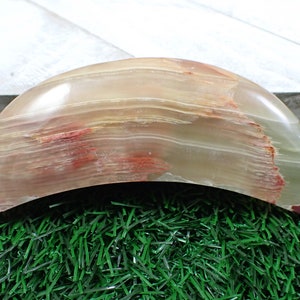 1 Piece Natural Green Onyx Crystal Moon Carving - Big Heavy Smooth Polished - 116x50x21mm Green White Pink Brown - Moon Carving #MOONS#1014