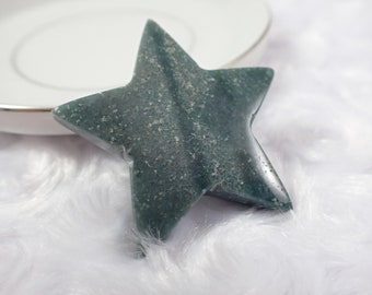 Natural Green Ocean Jasper Crystal Star Cabochon - Puffy Star Smooth Finish - 1.5 Inch Green Ocean Jasper Star Crystal Cabochon #CBCHN#1112