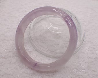63.0mm Beautiful Natural Amethyst Crystal Bangle Bracelet - Smooth Finish Flat Inside - Light Purple Crystal Bangle #JEWEL#1935