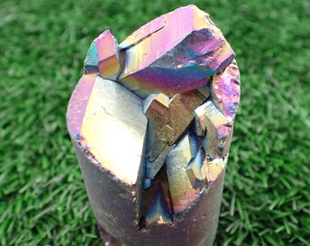 1 Piece Titanium Aura Quartz Crystal Cylinder - Round Textured Cluster Top - 2.75 Inch Cylinder Crystal Cluster - Titanium Quartz CYLDR#1004