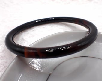 59.2mm Slim Black Agate Bangle Bracelet - Smooth Polished Round Inside - Natural Black Agate Crystal Bracelet - No Chips Bangle #JEWEL#1838