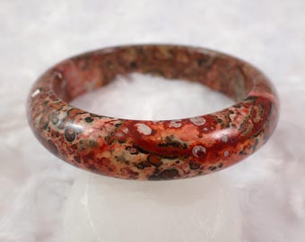 59.9mm Money Agate Natural Crystal Bangle Bracelet - Smooth Flat Inside - Red Orange Brown Crystal Bracelet - Money Agate Bangle #JEWEL#1418
