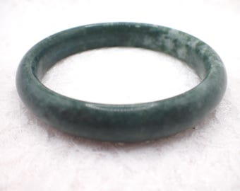 62.5mm Natural Dark Green Jade Crystal Bangle Bracelet - Textured Bangle - Natural Dark Green Jade Crystal Bracelet #JEWEL#1875