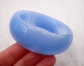 60.5mm Shiny Light Blue Cats Eye Crystal Cuff Bracelet - Smooth Finish Flat Inside Bangle Bracelet - Blue Cat Eye Crystal #JEWEL#2022