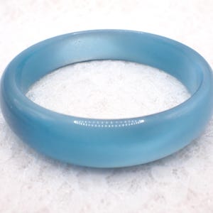 62.6mm Shiny Steel Blue Cats Eye Crystal Bangle Bracelet - Smooth Finish Flat Inside Bangle Bracelet - Blue Cat Eye Crystal #JEWEL#1887