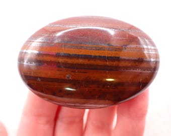 Lovely Natural Tiger Iron Ore Crystal Palmstone -Gray Brown Shiny Gallet - 2.25 Inch Smooth Polished Tiger Iron Ore #PALMS#1243