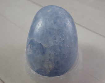 1 Piece Natural Blue Calcite Crystal Palm Stone - Light Blue White Gallet - Small Smooth Crystal Palm - Blue Calcite Round Stone #PALMS#1046