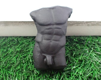 1 Piece Black Obsidian Man Body Crystal Carving - Male Body Matte Black - Chiseled Body Standing Male - 2.5 Inch Body Carving #BDIES#1011