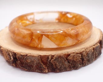 63.3mm Golden Healer Bangle Crystal Bracelet - Gold Yellow Brown Clear Golden Healer - Natural Crystal Bangle Bracelet #JEWEL#1617