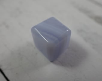 Perfect Blue Lace Agate Mini Crystal Cube - Banded Blue Lace Agate - Crystal Cube Beveled Edge - Mini Crystal Carving .5 Inches #CUBES#1017