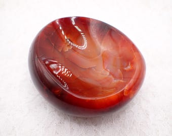 Beautiful Carnelian Agate Crystal Bowl - Thick Heavy Natural Crystal - Red White Orange - Carnelian Heavy Bowl 3.5 Inches #BOWLS#1133