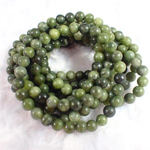 One Green Jade Crystal Bracelet - 6mm Smooth Round Beads - Natural Green Jade Crystal Bead Bracelet - Stacking Beads #JEWEL#1224