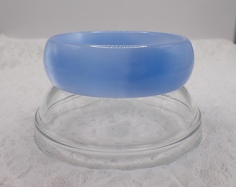 61.9mm Shiny Light Blue Cats Eye Crystal Cuff Bracelet - Smooth Finish Flat Inside Bangle Bracelet - Blue Cat Eye Crystal #JEWEL#1986