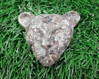 Awesome Natural Yooperlite Crystal Cheetah Head - Textured UV Reactive - Leopard Head Animal Carving - 2 Inch Glow Crystal #CRVNG#1405