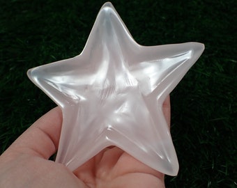 Lovey Pink Calcite Star Shaped Crystal Bowl - Large Smooth Polished Bowl - Flat Star Tray Bowl for Crystals - 4.25 Inch Pink Bowl BOWLS#1036