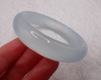 59.7mm Selenite Crystal Bangle Bracelet - Smooth Thick Crystal Bracelet - Flat Inside Smooth Selenite Bangle #JEWEL#2023