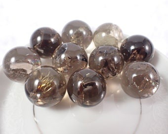 Mini Rainbow Flash Smoky Quartz Crystal Sphere - .75 Inch Small Round Crystal Ball - Gray Smoky Quartz Smooth - No Chips Cracks #SPHER#1029
