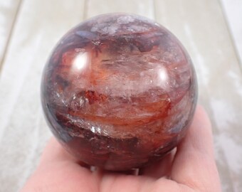 Super Flashy Dark Red Crystal Sphere - Smooth Round Sphere - Dark Red Flashy Fire Quartz - 2.25 Inch Sphere - Natural Rainbow #SPHER#1104
