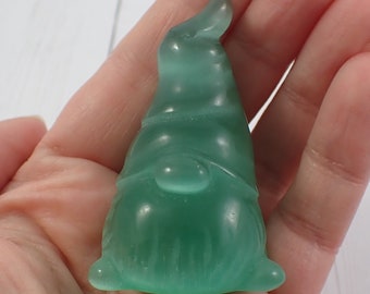 1 Piece Gnome Crystal Carving - Turquoise Teal Cats Eye Gnome - Shiny Short Polished Bright Figurine - Cats Eye Crystal Gnome #GNOME#1005