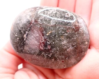 Pretty Garden Quartz Crystal Palm Stone - Smooth Textured Garden Quartz Gallet - 2 Inch Green Brown Chunky Oval Palmstone Crystal PALMS#1230