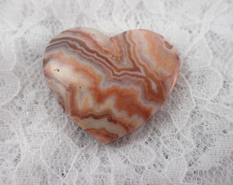 Pretty Crazy Lace Agate Heart Cabochon - Smooth Finish Flat Back - Maroon Pink White - Crazy Lace Agate - 1.5 Inch Heart Cab #CBCHN#1061