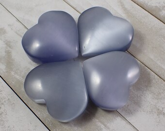 1 Piece Gray Cats Eye Crystal Heart Carving - Large Shiny Silver Heart - Smooth Polished Crystal - 54-57x52-53x16-24mm Crystal #HEART#1058